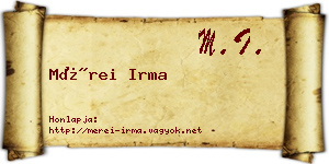 Mérei Irma névjegykártya