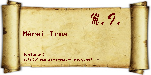 Mérei Irma névjegykártya